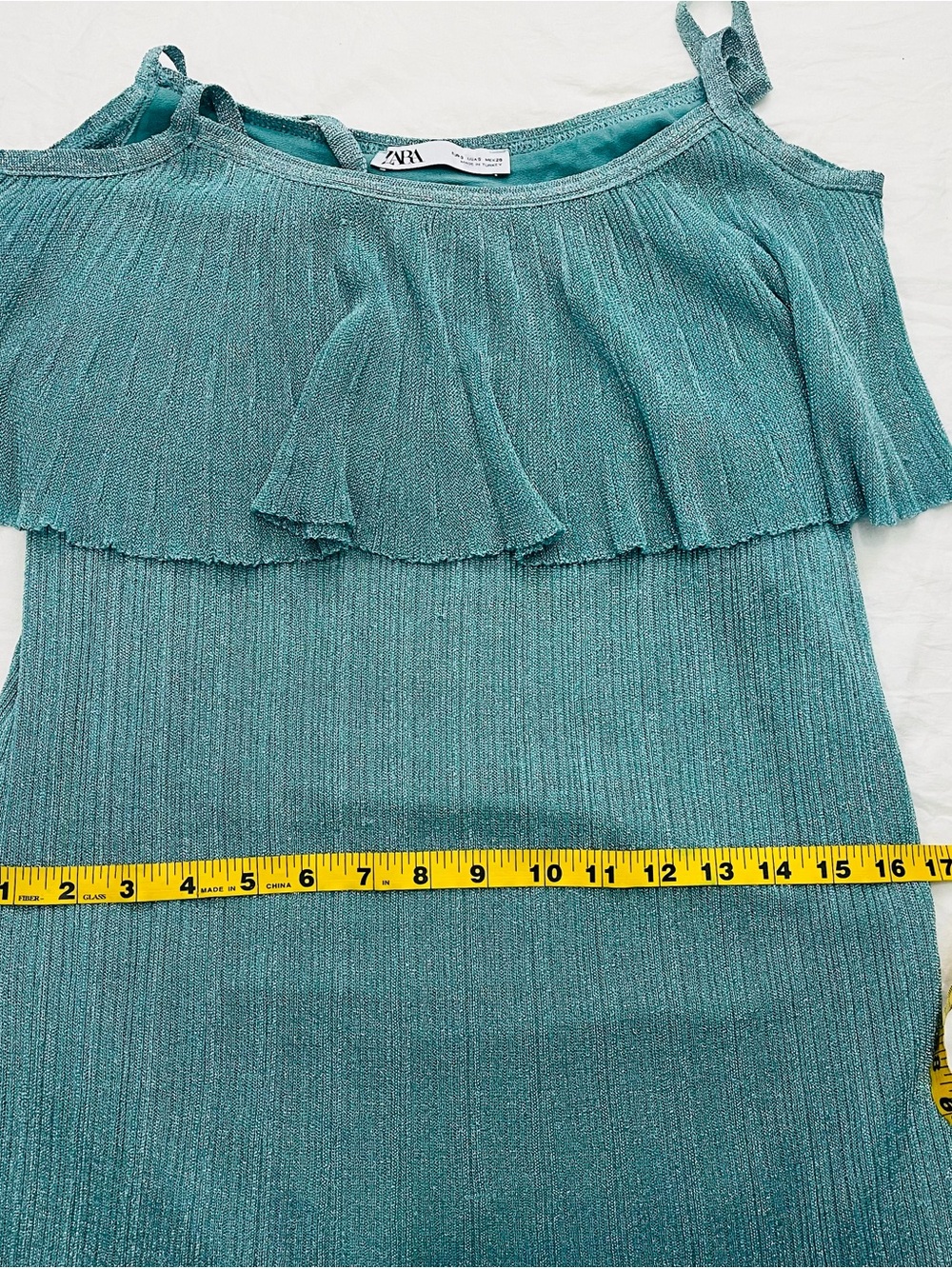 Zara Seafoam Green Ruffle Midi Dress - Picture 5 of 6